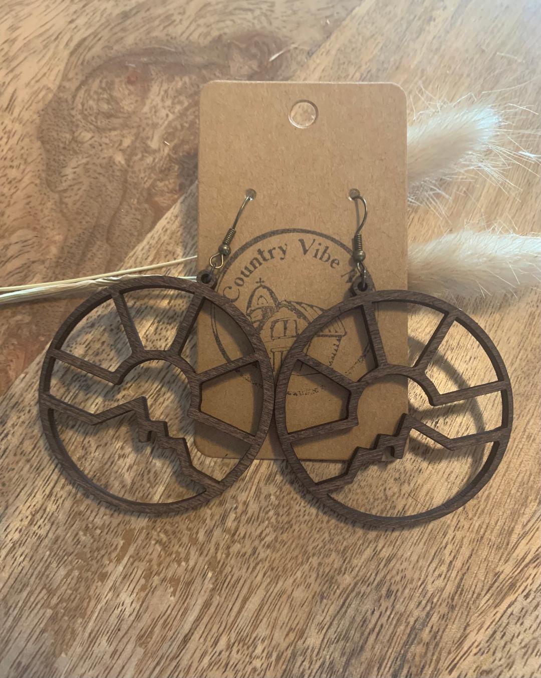 Mountain Scene Wood Earrings