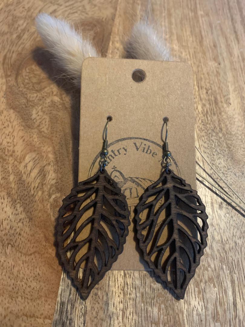 Leaf Wood Earrings
