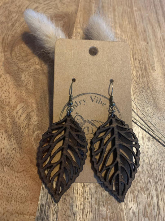 Leaf Wood Earrings